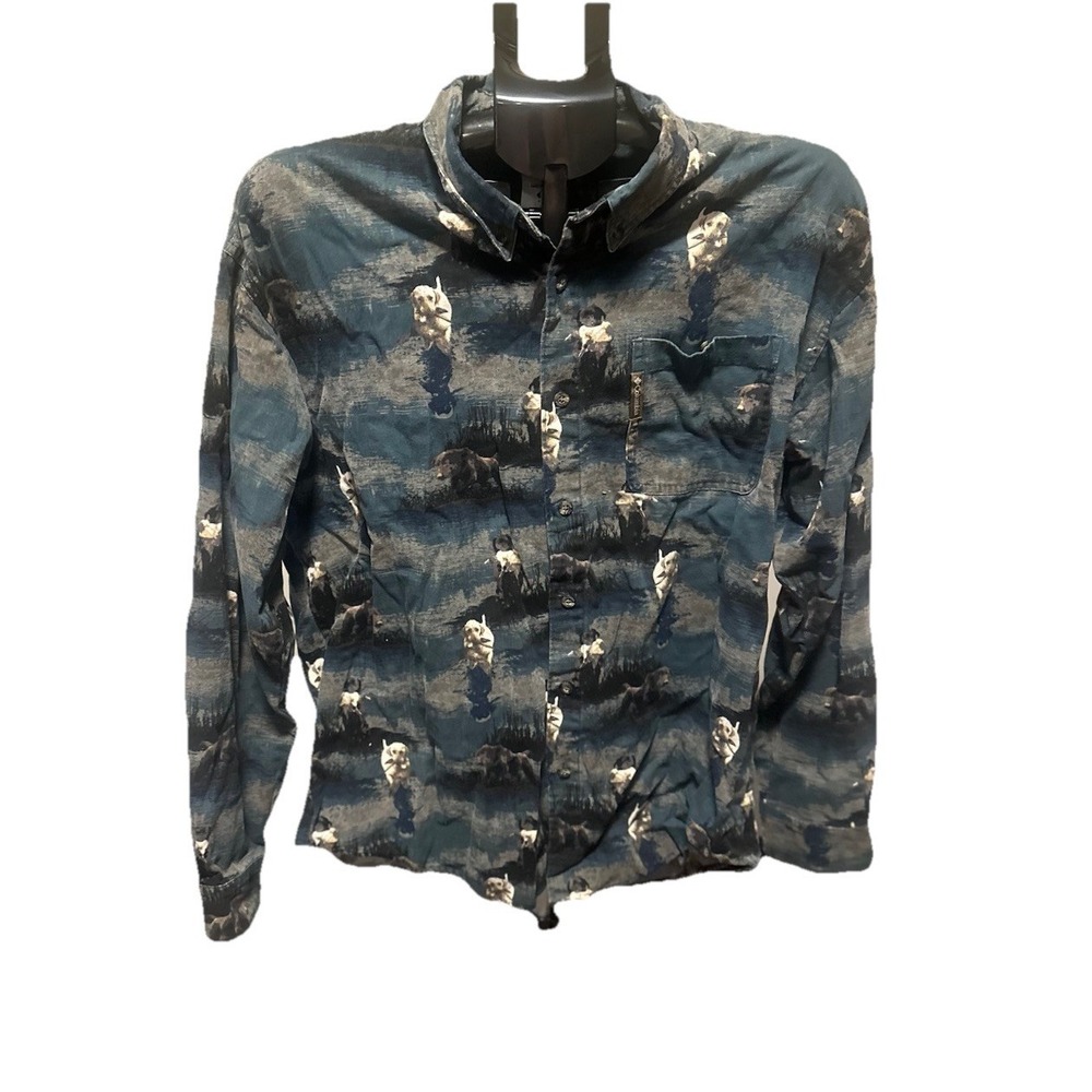 Columbia‎ River Lodge Button Down Shirt Mens L Labrador Retriever Hunting Dogs